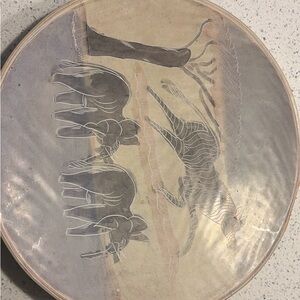 Kenyan hand made wooden decorative dish.